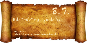 Bárány Tamás névjegykártya